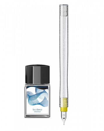 Tocuri - Toc Caligrafic Hocoro Dip Pen Fude 40º Nib + Calimara 10 ml Dipton Ice Dance, Sailor