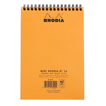 Blocnotes RHODIA No.16 Spiral Pad Orange A5, patratele [3]