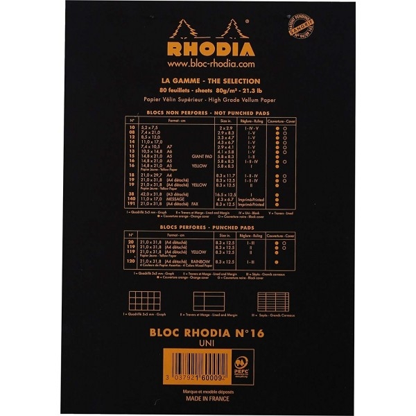 RHODIA No.16 Notepad, Black A5, 80 sheets, no grid [3]
