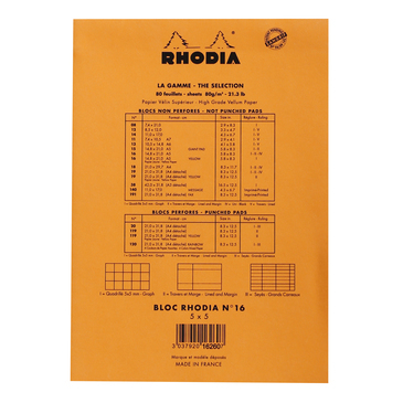 RHODIA No.16 Notepad, Orange A5, 80 yellow sheets, square grid [3]