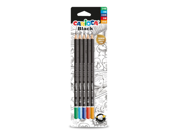 Creion Carioca asortat [2H, H, HB, B, 2B], 5 buc/blister [2]