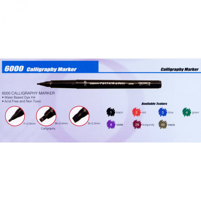 Calligraphy marker Marvy Uchida 6000S-3V [set of 3 pcs] [3]