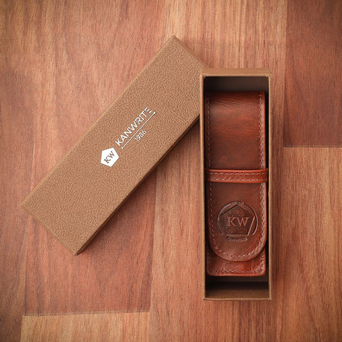 Etui din piele pentru 2 stilouri – Kanwrite Tobacco Brown [2]