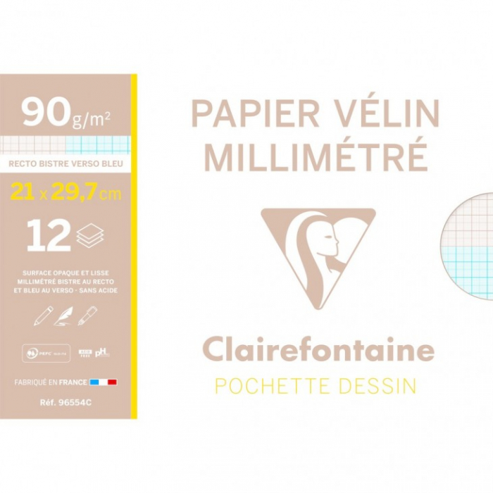 Hârtie milimetrică Clairefontaine Pochette Dessin A4, 12 file [2]