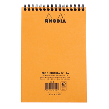 RHODIA No.16 Spiral Pad Orange A5, square grid [2]
