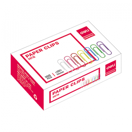 Paper clips, office pins, thumbtacks - Deli paperclips 33 mm 100 pcs/box