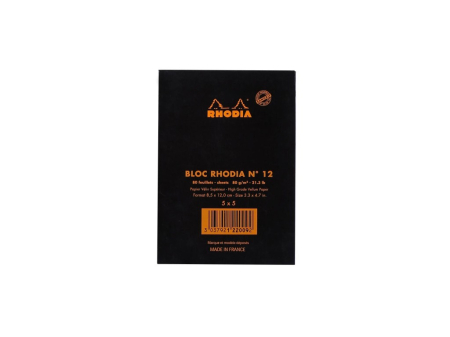 Blocnotes RHODIA No.12 Black, 8,5x12 cm, 80 file, patratele [1]