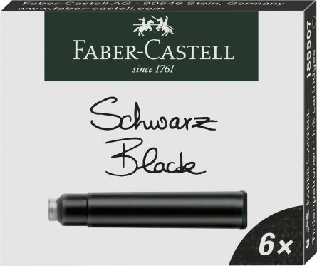 Instrumente de scris si produse conexe - Cartuse cerneala Faber-Castell Black - set de 6 buc.