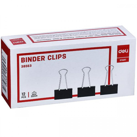 Deli binder clips 32mm 12 pcs/box [1]