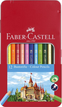 Creioane colorate - Creioane colorate Faber-Castell, 12 culori in cutie metal-2