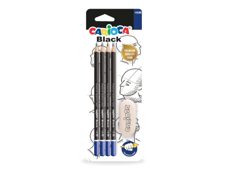 Instrumente de scris si produse conexe - Creion grafit Carioca HB 4 buc + radiera