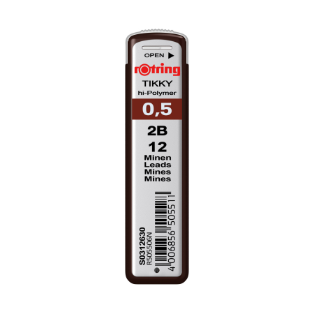 Arta & Grafica - Mina creion Rotring 2B 0.5 mm [set de 12 buc]