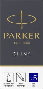 Patroane cerneala lungi Parker Quink Blue, set de 5 buc. [0]