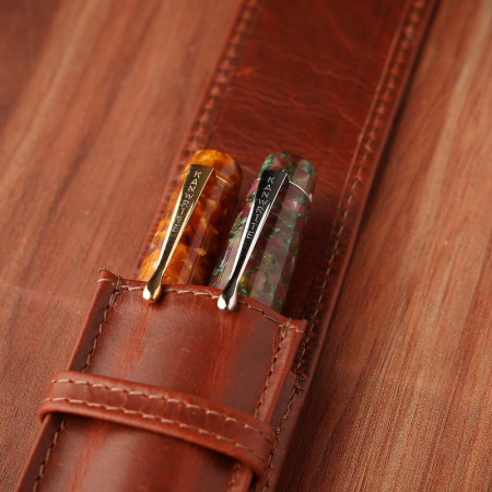 Etui din piele pentru 2 stilouri – Kanwrite Tobacco Brown [4]