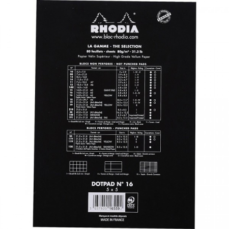 Blocnotes RHODIA No.16, Black A5, 80 file, dotPad [1]