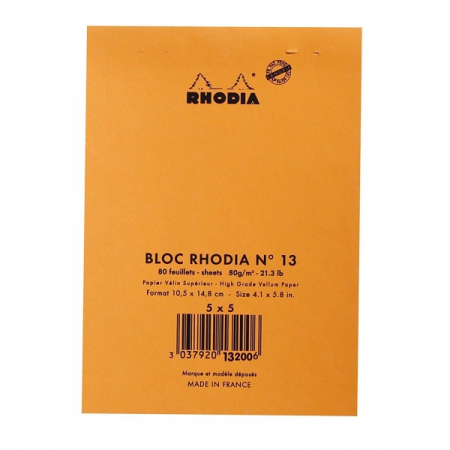 Blocnotes RHODIA No.13, Orange A6, 80 file, patratele [1]