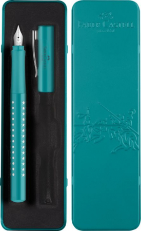 Stilouri scolare - Set cadou stilou Faber Castell SPARKLE Turcoaz Ocean Metalic M