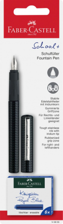 Stilouri scolare - Stilou Faber-Castell School Carbon M + 6 cartuse