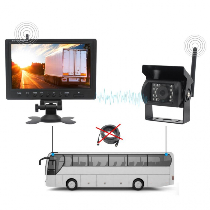 Kit marsarier wireless cu camera si display de 9" 12V~24V, K610W pentru Camioane, Autocare, Bus-uri [5]
