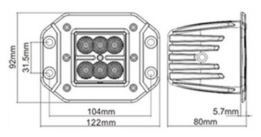 Proiector LED Auto Offroad 18W/12V-24V, 1320 Lumeni, Incastrabil, Spot Beam 8 Grade [4]