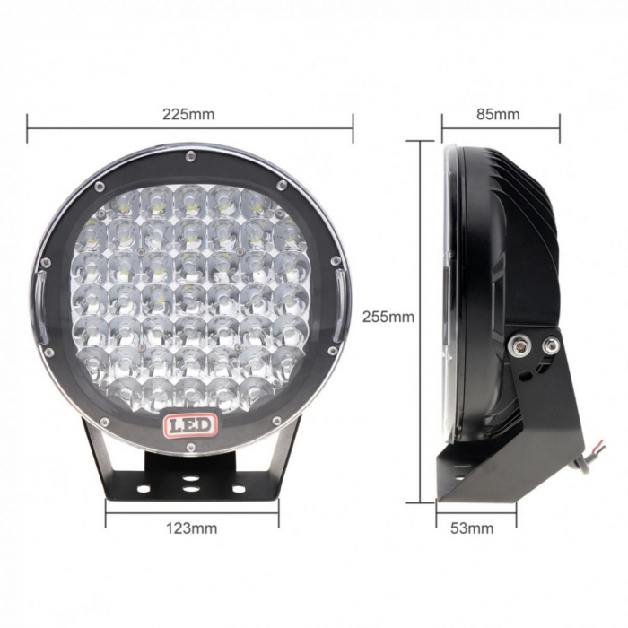 Proiector LED Auto Offroad 225W, 12V-24V, 18000 Lumeni, Rotund, Spot Beam [3]