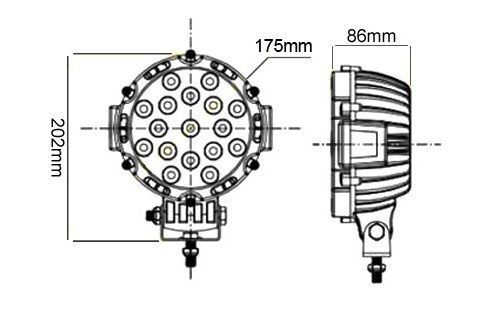 Proiector LED Auto Offroad 51W/12V-24V, 3740 Lumeni, Rosu, Spot Beam 30 Grade [6]
