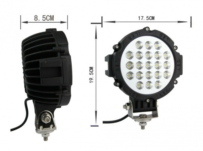 Proiector LED Auto Offroad 63W/12V-24V, 4410 LM, Negru, Spot Beam 30 Grade [5]