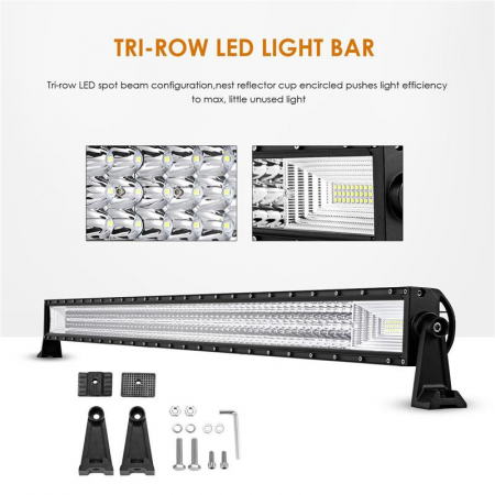LED Bar Auto Curbat 324W, leduri pe 3 randuri, 12V-24V, 22680 Lumeni, 21,5"/54,6 cm, Combo Beam 12/60 Grade [2]