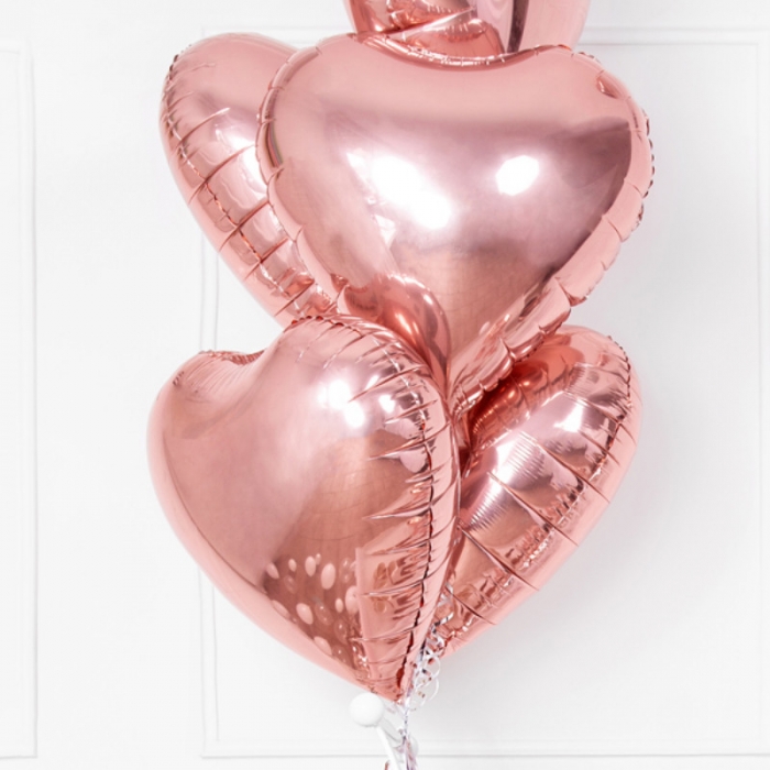 Balon folie metalica Inima roz auriu, 45cm [1]