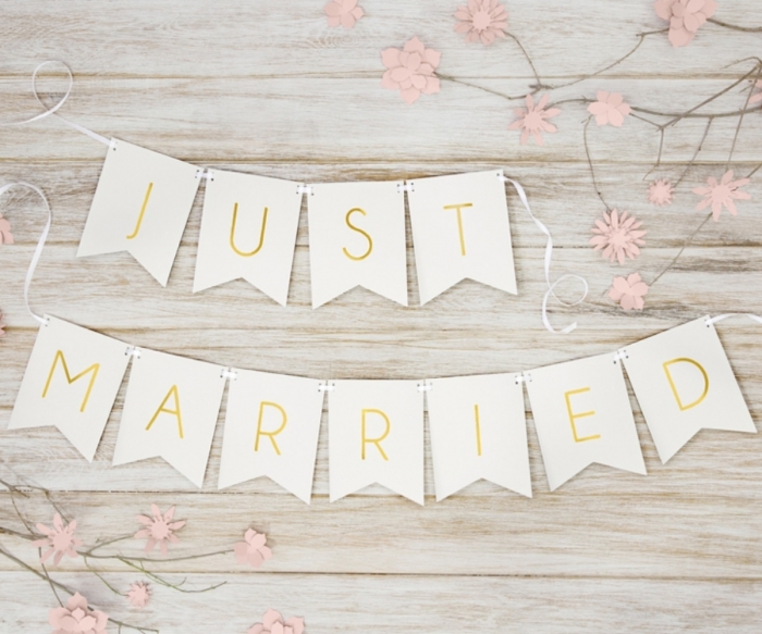 Banner Just Married, alb, 15 x 155 cm [1]