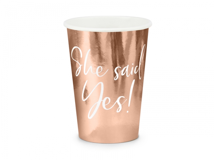 Pahare de hartie She said yes! rose gold, 220ml [2]