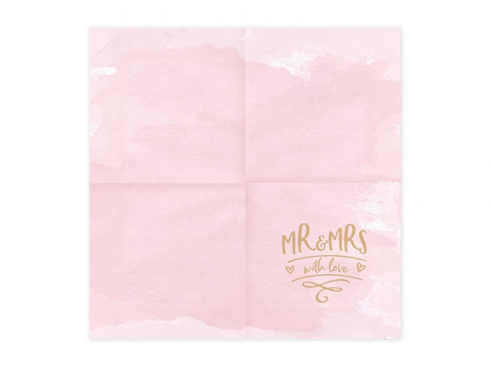 Servetele de hartie roz cu inscriptie aurie Mr & Mrs [4]