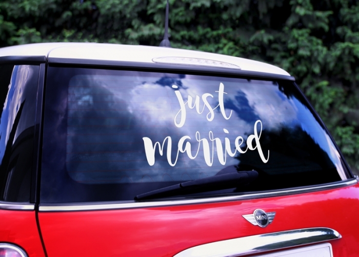 Wedding day sticker pentru masina nunta  - Just married, 33x45cm [2]