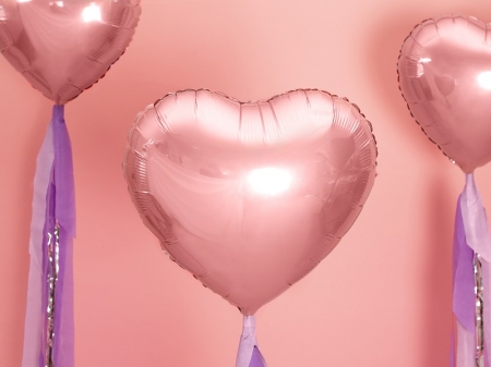 Balon folie metalica Inima roz auriu, 45cm [7]