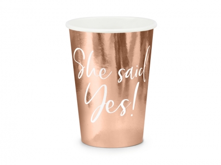 Pahare de hartie She said yes! rose gold, 220ml [1]