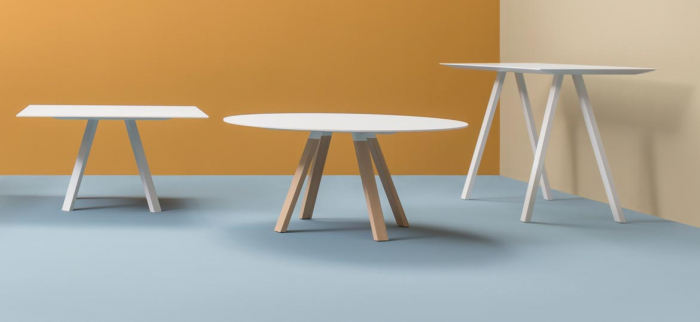 Mese cu picioare din stejar si blat laminat ARKI-TABLE ARK WOOD [3]