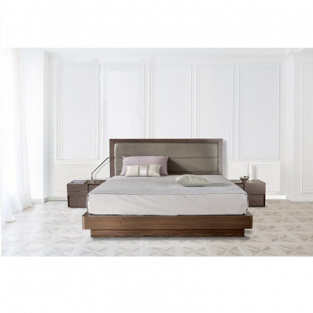 Mobilier dormitor - Pat lemn cu tablie tapitata GIO BED
