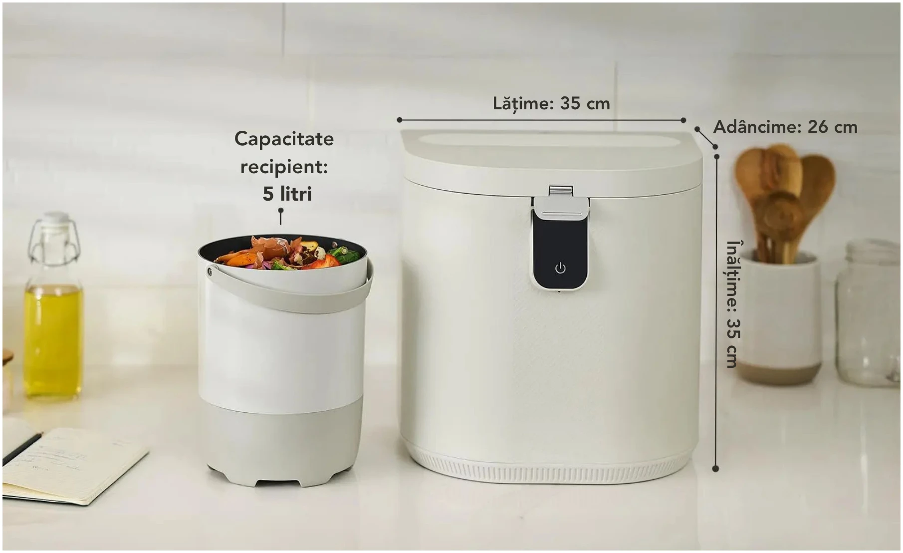 Aparat de reciclare a resturilor alimentare FoodCycler Eco 5, fără miros, 5 l, ciclu 4-9 ore, alb [10]
