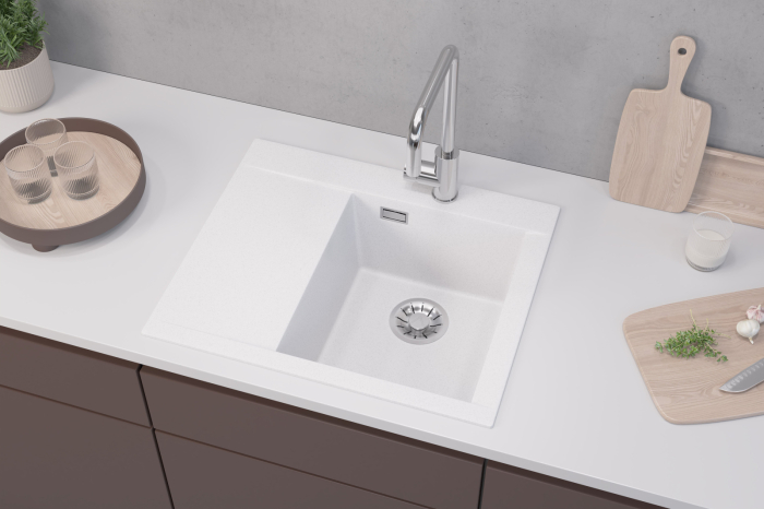 Chiuveta compozit PURE-G 50 DREAPTA alb [5]