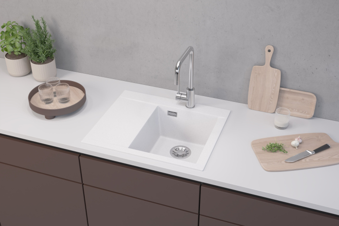 Chiuveta compozit PURE-G 50 DREAPTA alb [3]