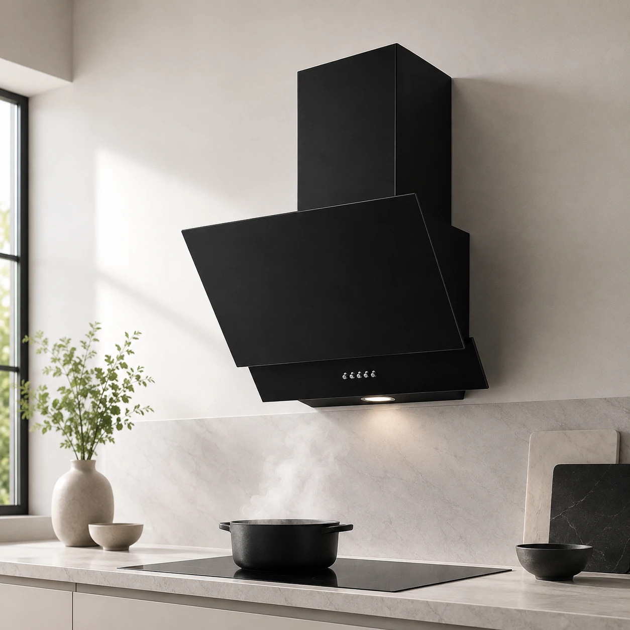 Hotă decorativă PROFF Gemini Mecca, 60 cm, max. 695 m³/h, clasa C, LED, sticlă neagră [2]