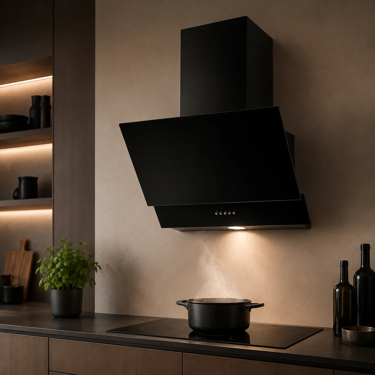 Hotă decorativă PROFF Gemini Mecca, 60 cm, max. 695 m³/h, clasa C, LED, sticlă neagră [3]