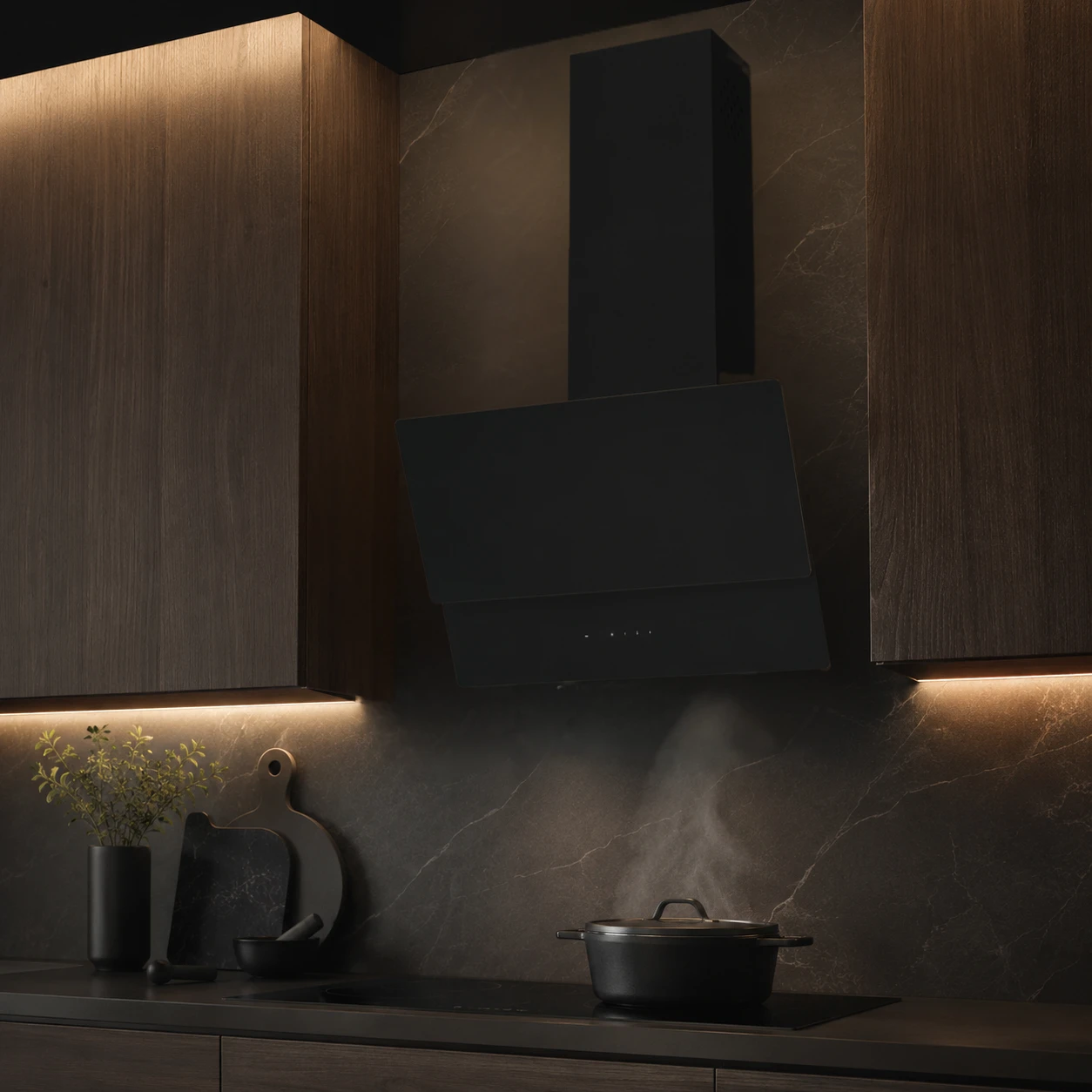 Hotă decorativă PROFF Gemini Touch, 60 cm, max. 781 m³/h, clasa A+, control tactil, sticlă neagră [6]