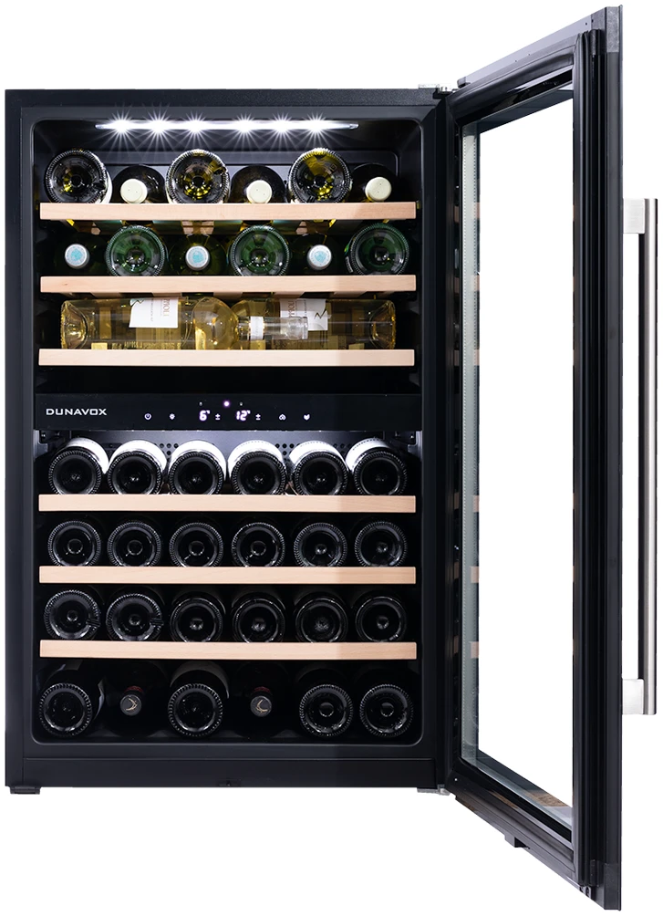 Vitrină de vin încorporabilă Dunavox DAB-42.117DSS Dab, 2 zone, 42 sticle, 88,5 cm, clasa G, inox [5]