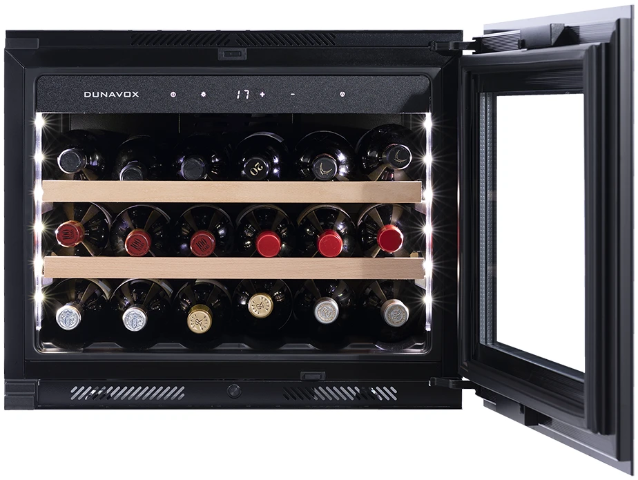 Vitrină de vin încorporabilă Dunavox DAVG-18.46SS.TO Glance, 1 zonă, 18 sticle, 45,5 cm, clasa G, inox [3]