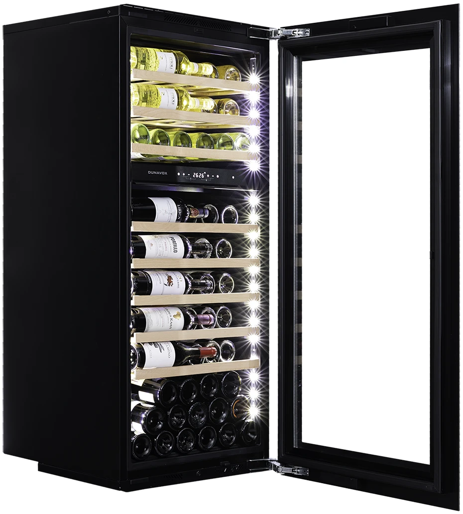Vitrină de vin încorporabilă Dunavox DAVG-72.185DSS.TO Glance, 2 zone, 72 sticle, 123,4 cm, clasa G, inox [5]