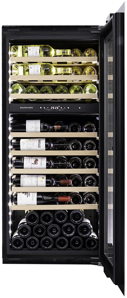 Vitrină de vin încorporabilă Dunavox DAVG-72.185DSS.TO Glance, 2 zone, 72 sticle, 123,4 cm, clasa G, inox [7]