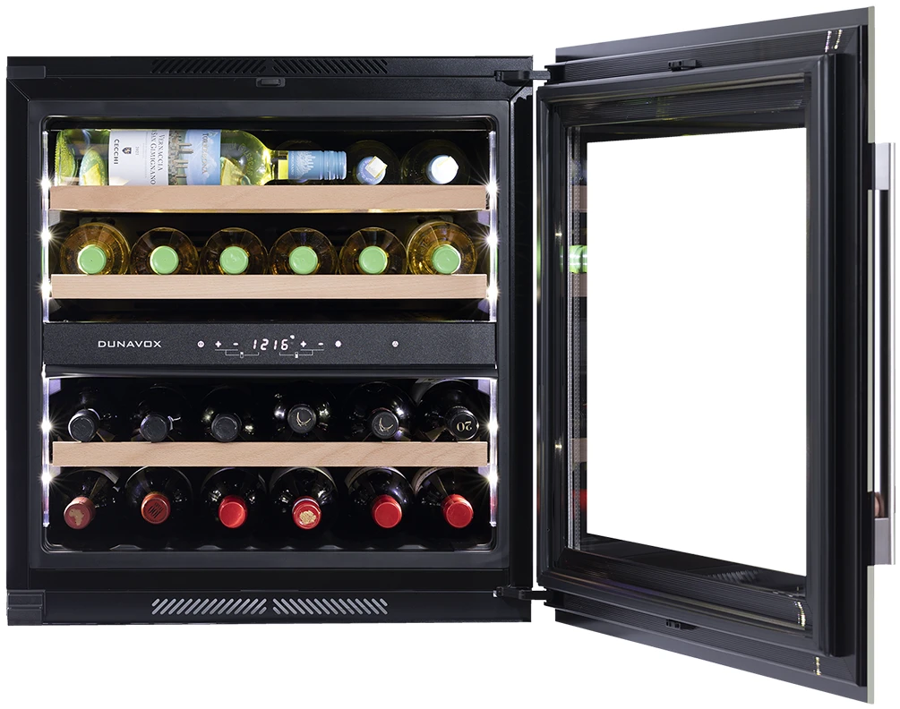 Vitrină de vin încorporabilă Dunavox DAVS-25.63DB Soul, 2 zone, 25 sticle, 59,5 cm, clasa G, negru [4]