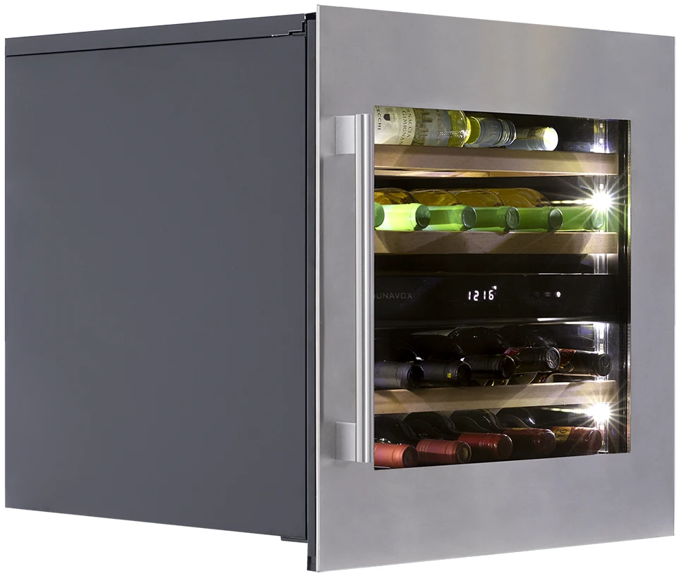 Vitrină de vin încorporabilă Dunavox DAVS-25.63DSS Soul, 2 zone, 25 sticle, 59,5 cm, clasa G, inox [4]