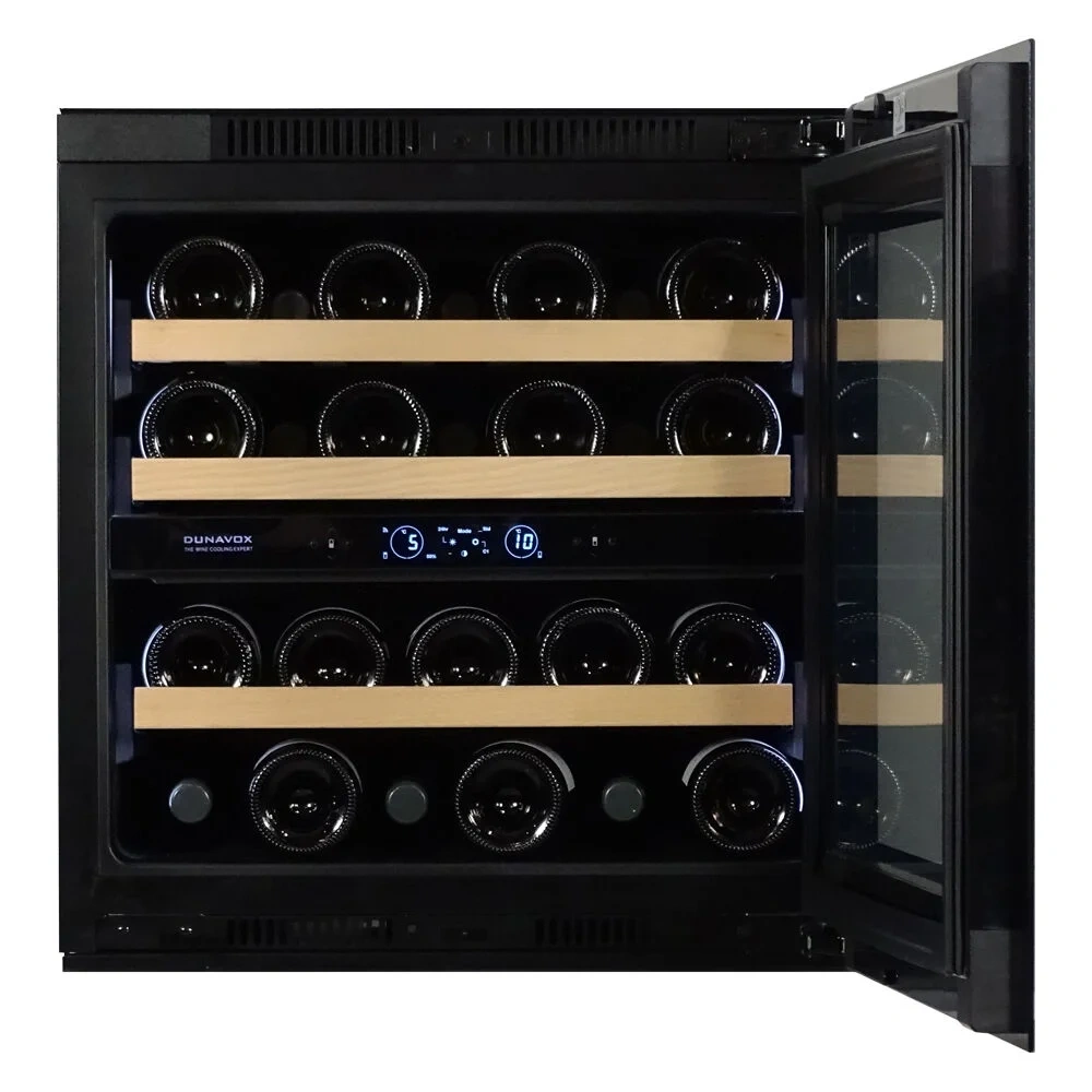 Vitrină de vin încorporabilă Dunavox DVH-25.65DB.TO Horizon, 2 zone, 25 sticle, 59,5 cm, clasa F, negru [2]